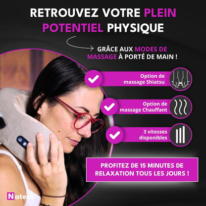 Masseur Cervical Chauffant Shiatsu | Coussin Electrique  De Massage Relaxation Intense Des Douleurs Cervicales, Collier Massant Nuque Et Cou, Ideal Cadeau Homme Et Femme